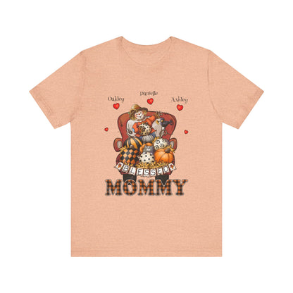 Blessed Mommy & Grandma Customized Kid's Names T-Shirt, Cozy Family Tee, Perfect Gift for Moms, Fall Apparel, Cute Family Outfit, Seasonal Fashion