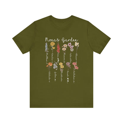 Grandma's Garden Floral Personalized Name Tee, Customized Gift for Mom & Grandma, Mother's Day Gift