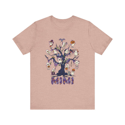 Halloween Boo Tree Custom T-shirt - Personalised Name Halloween Shirt, Gift for Grandma, Fun T-Shirt, Family Reunion Apparel