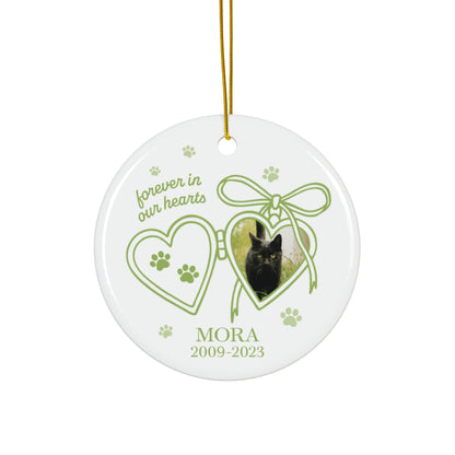 Personalized Pet Memorial Ornament | Forever in Our Hearts Keepsake | Holiday Gift | Custom Cat/Dog Ornament | Remembrance Decoration