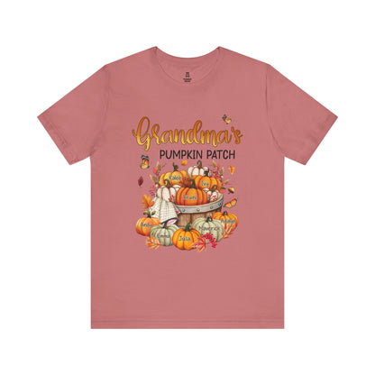 Grandma's Pumpkin Patch Tee, Customized Kid's Names Shirt, Fall T-Shirt, Autumn Apparel, Halloween Gift, Family Gathering Shirt, Harvest Celebration Wear