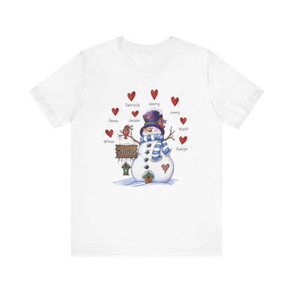 Festive Snowman Love Tee for Winter Celebrations, Gift for Mom & Grandma