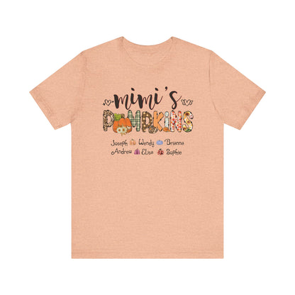 Mommy's Pumpkins Customized Kid's Name T-shirt | Fall Family Shirt, Thanksgiving Outfit, Gift for Mom & Grandma