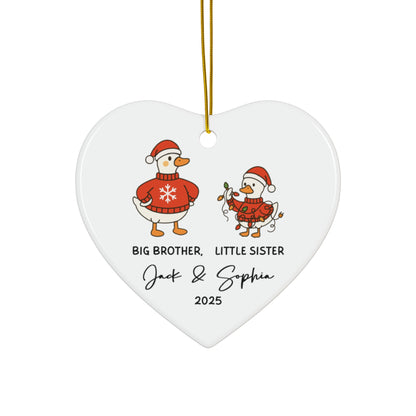 Personalized Family Holiday Ornament, Christmas Decoration, Gift for Kids, Big Brother Little Sister, Custom Keepsake