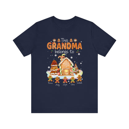 This Grandma Belongs To Gingerbread House T-Shirt — Personalized Grandma Christmas Tee