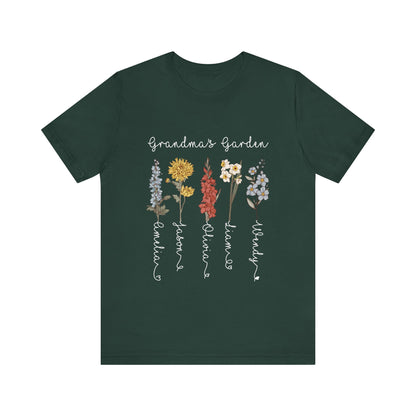 Grandma's Garden Floral Personalized Name Tee, Customized Gift for Mom & Grandma, Mother's Day Gift