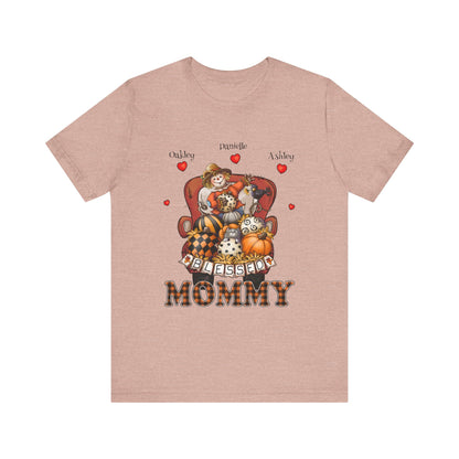 Blessed Mommy & Grandma Customized Kid's Names T-Shirt, Cozy Family Tee, Perfect Gift for Moms, Fall Apparel, Cute Family Outfit, Seasonal Fashion