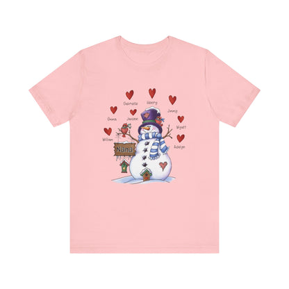 Festive Snowman Love Tee for Winter Celebrations, Gift for Mom & Grandma