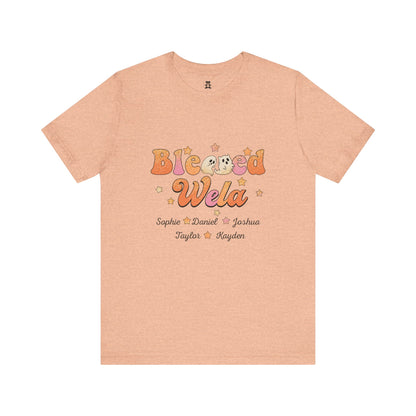 Blessed Nana Customized Grandkid's Names Tee, Personalized Grandparent Gift, Family Reunion Shirt, Cute Nana Apparel, Comfortable Everyday Tee