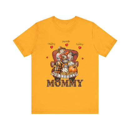 Blessed Mommy & Grandma Customized Kid's Names T-Shirt, Cozy Family Tee, Perfect Gift for Moms, Fall Apparel, Cute Family Outfit, Seasonal Fashion