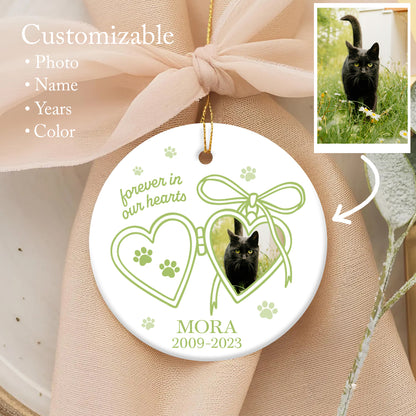 Personalized Pet Memorial Ornament | Forever in Our Hearts Keepsake | Holiday Gift | Custom Cat/Dog Ornament | Remembrance Decoration