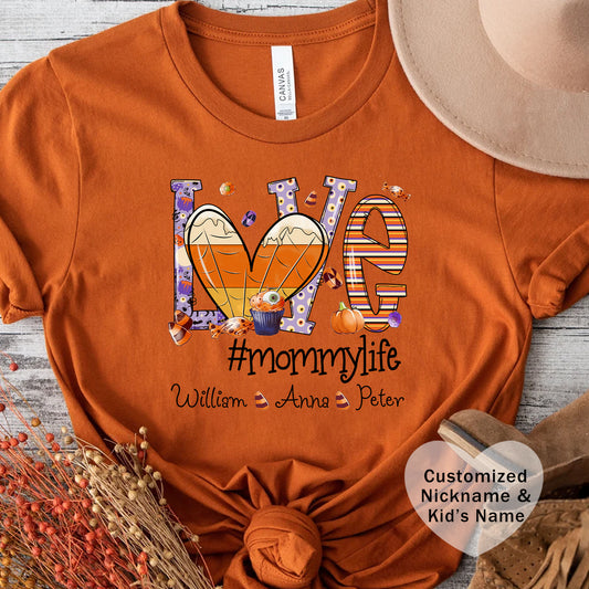 Love #MommyLife T-shirt for Family Celebrations, Perfect Gifts for Mom & Grandma, Autumn Casual Wear, Cozy Season Outfit