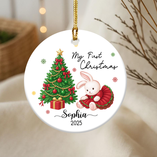Personalized Baby's First Christmas Ornament, Custom Kid's Name Ceramic Ornament