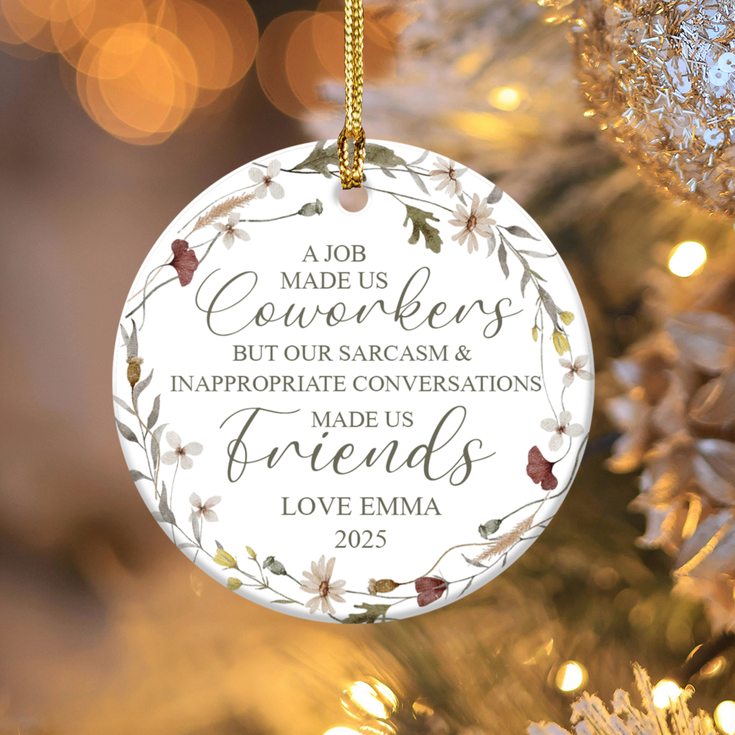 A Job Made Us Coworkers Custom Name Ceramic Ornament, Christmas Gift for Friends