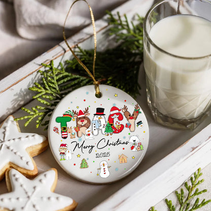 Custom Kid's Name Christmas Alphabet Ceramic Ornament - Custom Baby Name Alphabet Christmas Ornament