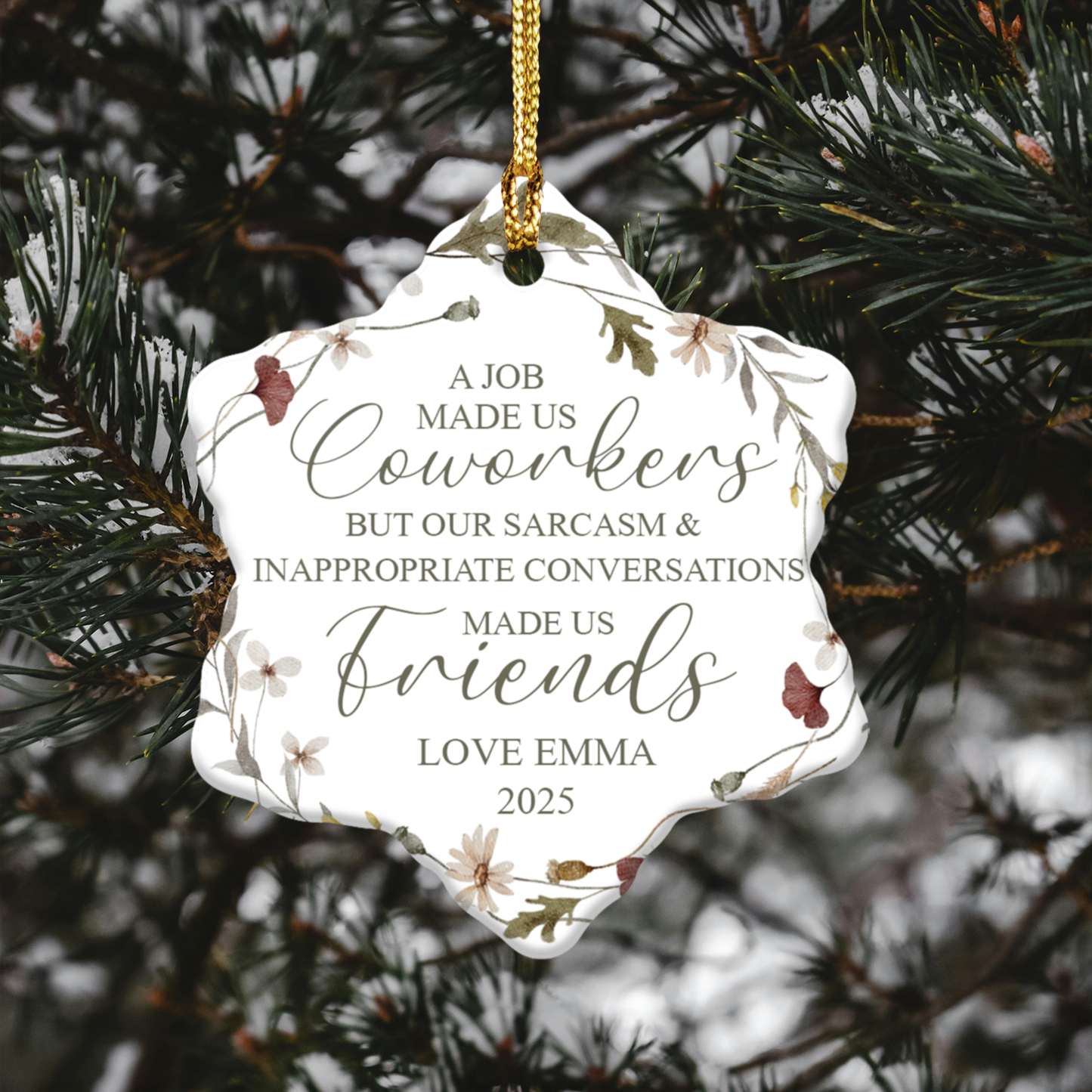 A Job Made Us Coworkers Custom Name Ceramic Ornament, Christmas Gift for Friends