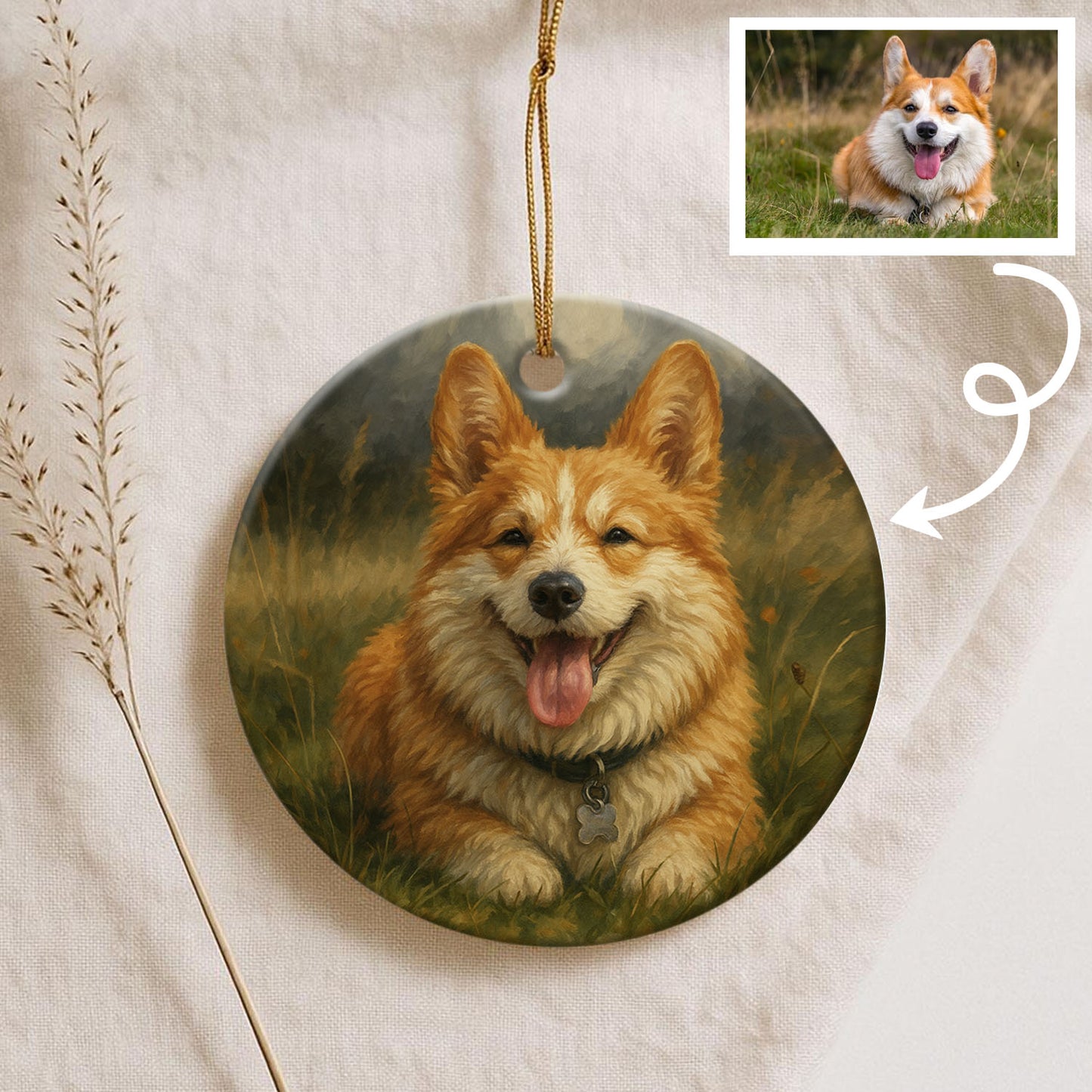 Cat Memorial Ceramic Ornament - 2 Sides, "Some Angels Choose Fur Instead of Wings" Custom Pet's Photo & Name