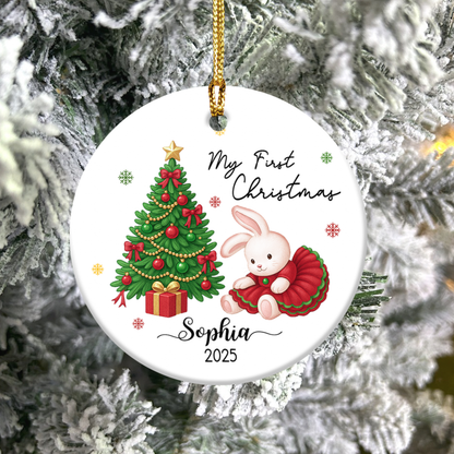 Personalized Baby's First Christmas Ornament, Custom Kid's Name Ceramic Ornament
