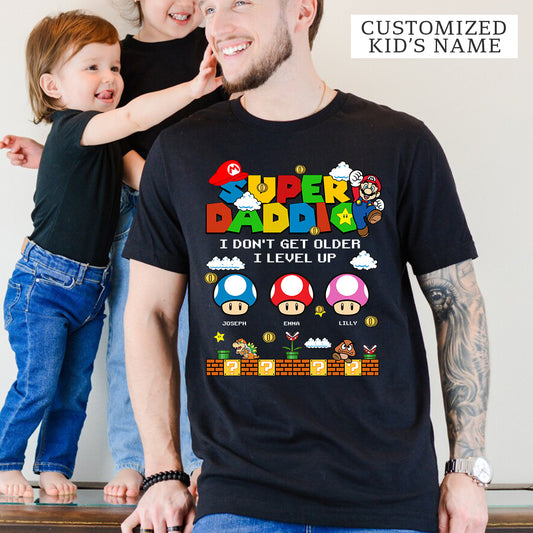 Super Daddio, Pappio Personalised Kid's Name T-Shirt, Funny Dad T-Shirt, Gift for Dad & Grandpa