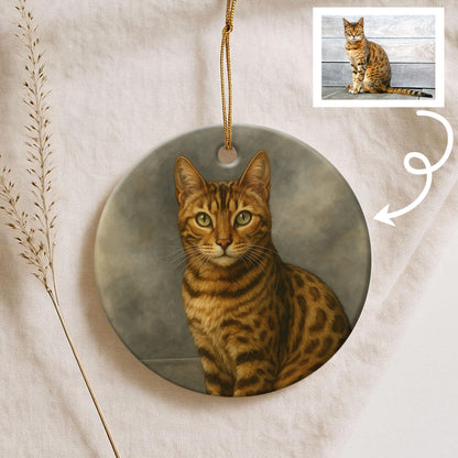 Cat Memorial Ceramic Ornament - 2 Sides, "Some Angels Choose Fur Instead of Wings" Custom Pet's Photo & Name