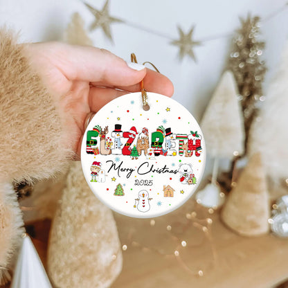 Custom Kid's Name Christmas Alphabet Ceramic Ornament - Custom Baby Name Alphabet Christmas Ornament