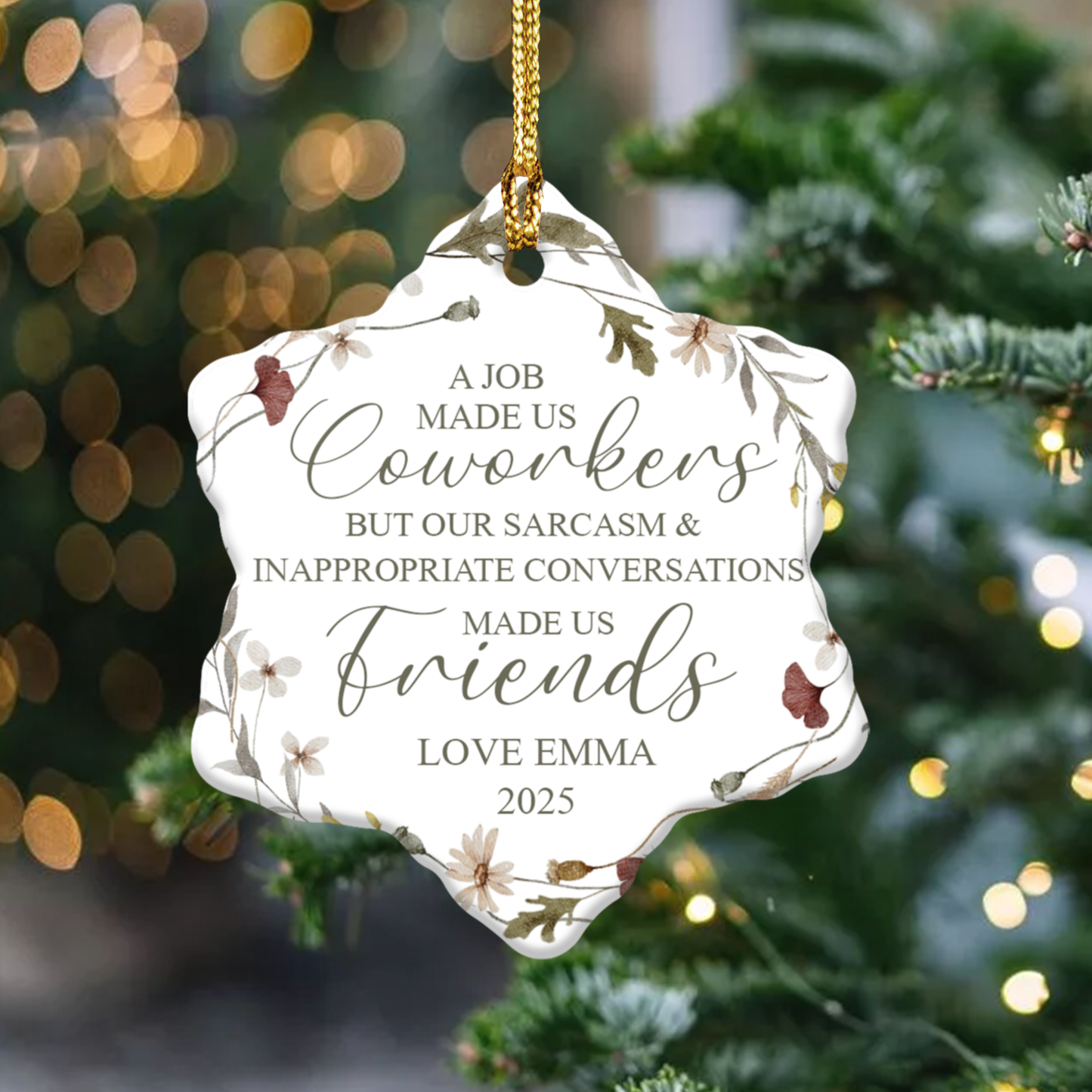 A Job Made Us Coworkers Custom Name Ceramic Ornament, Christmas Gift for Friends