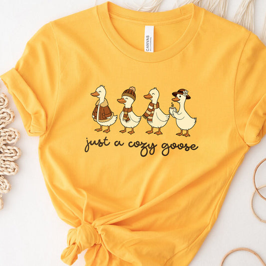 Just A Fall Goose Autumn T-shirt, Fall Outfit Aesthetic