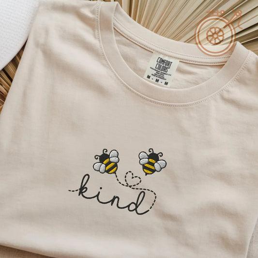 Bee Kind Embroidered T-shirt, Cute Embroidered Tee, Quote T-shirt
