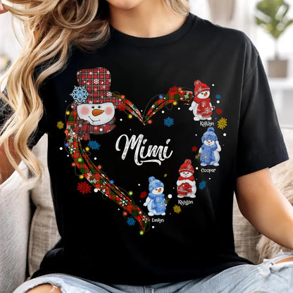 Custom Christmas Heart T-Shirt for Mom & Grandma