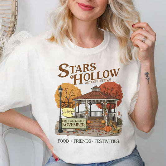 Stars Hollow Autumn Festival Classic Tee, Cozy Season Casual Wear