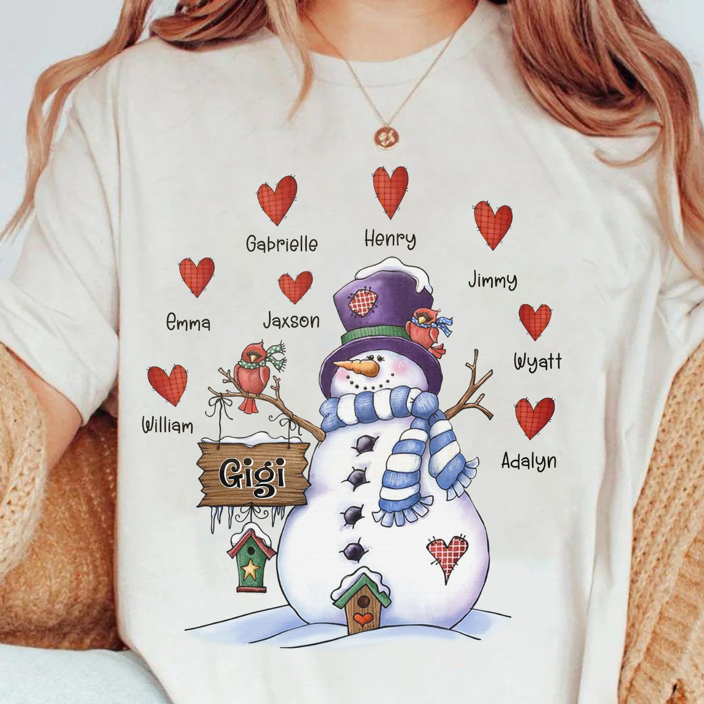 Festive Snowman Love Tee for Winter Celebrations, Gift for Mom & Grandma