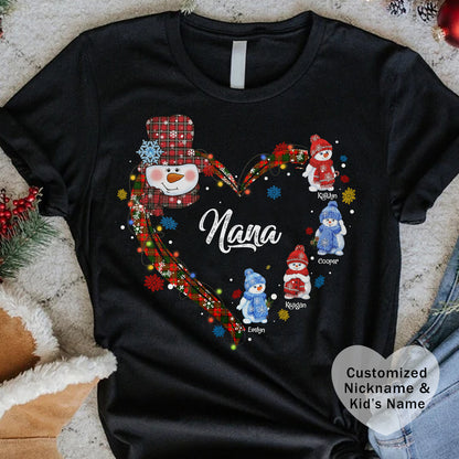 Custom Christmas Heart T-Shirt for Mom & Grandma