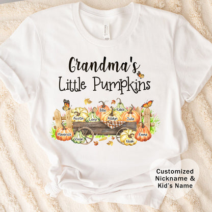 Grandma's Little Pumpkins Tee, Fall T-Shirt, Halloween Shirt, Family Gathering Outfit, Pumpkin Patch Apparel, Cute Autumn Wear