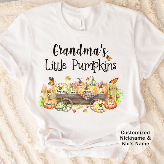 Grandma's Little Pumpkins Tee, Fall T-Shirt, Halloween Shirt, Family Gathering Outfit, Pumpkin Patch Apparel, Cute Autumn Wear