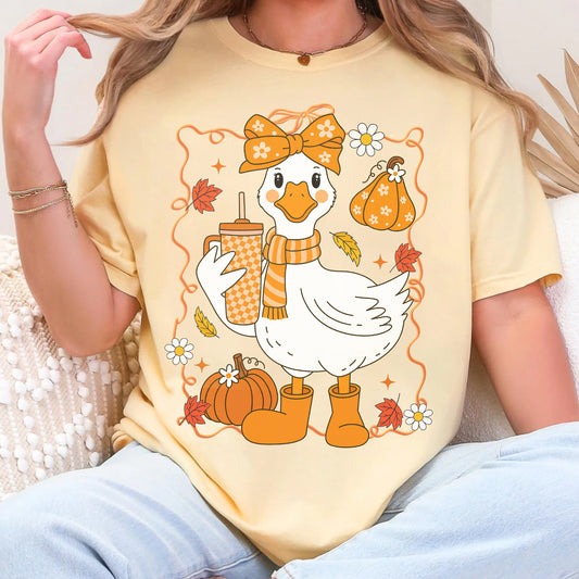 Just A Girl Who Love Fall Classic Tee, Fall Goose T-shirt, Autumn Casual Wear