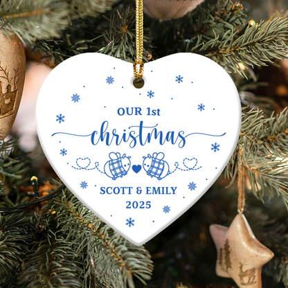 Personalized Ceramic Ornament - Our 1st Christmas for Couple, Custom Holiday Decorations, Christmas Gifts for Couple, Family Keepsakes, Unique Christmas Gifts