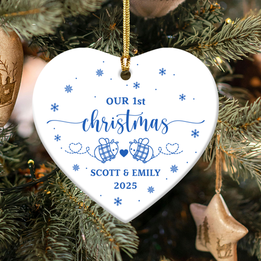 Personalized Ceramic Ornament - Our 1st Christmas for Couple, Custom Holiday Decorations, Christmas Gifts for Couple, Family Keepsakes, Unique Christmas Gifts