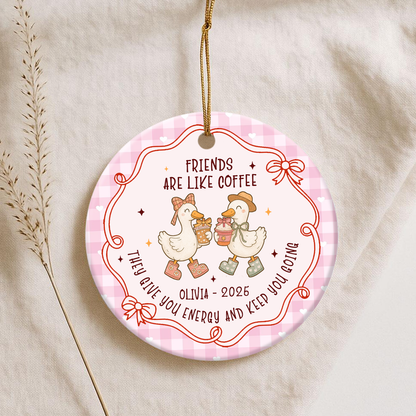 Personalized Friendship Ceramic Ornament, Goose Best Friend, Special Keepsake for Best Friends, Gift for Bestie